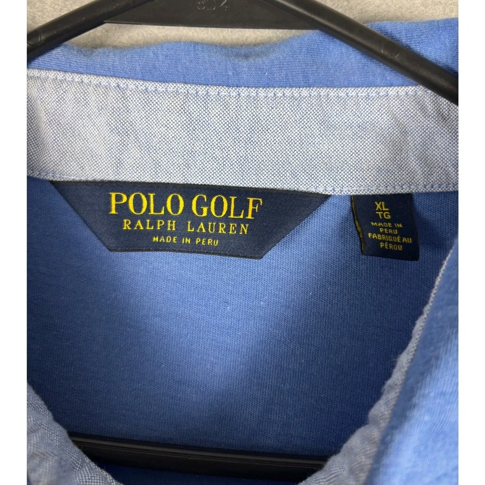 Polo Golf Ralph Lauren Short Sleeve Pocket Polo Shirt XL Blue Marlin Logo Cotton